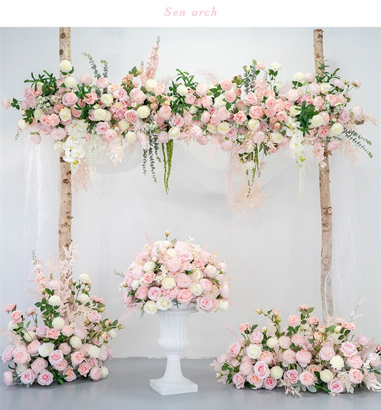 navy blue and baby pink wedding decorations